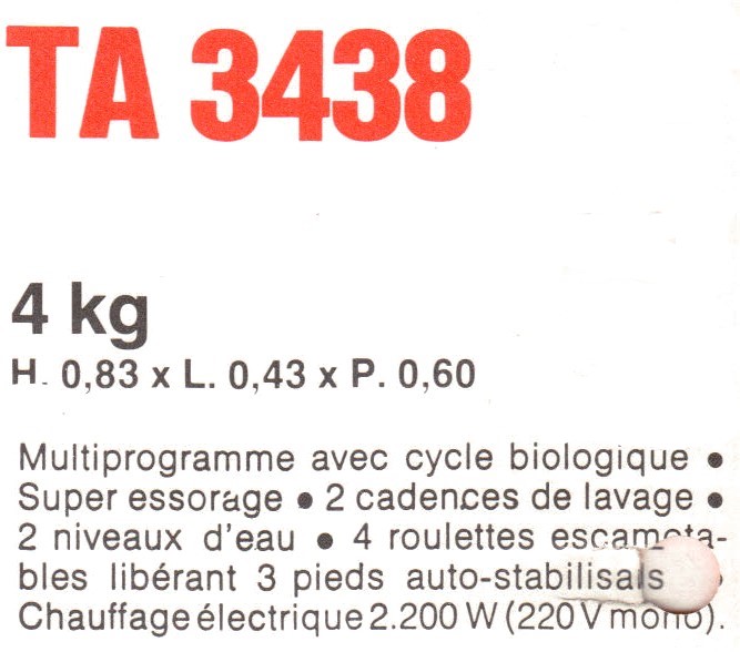 description ta 3438f