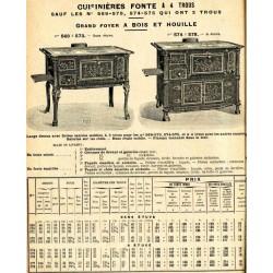 Cuisinières fonte 4 trous 1914