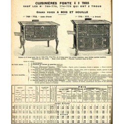 Cuisinières fonte 3 trous 1914
