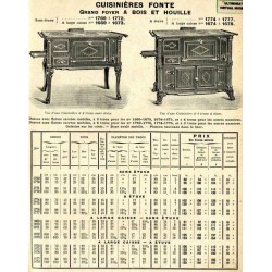 Cuisinières fonte 1914