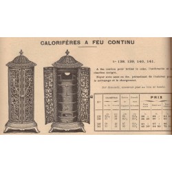 Calorifères à feu continu 1909  1910
