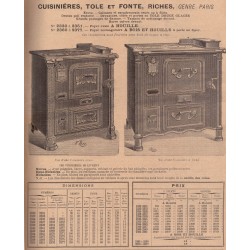 Cuisinières tôle et fonte Paris 1906