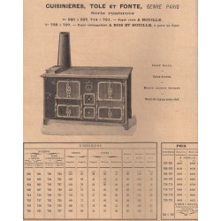 Cuisinières tôle et fonte Paris 1906