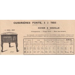 Cuisinières Fonte à 2 trous 1909