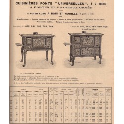 Cuisinières universelles à 2 trous 1909