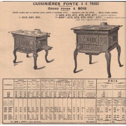 Cuisinières Fonte 4 trous 1909
