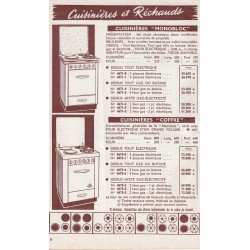 tarif cuisinière 1954