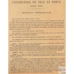 notice cuisinières tôle et fonte Paris