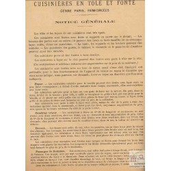 notice cuisinières tôle et fonte Paris