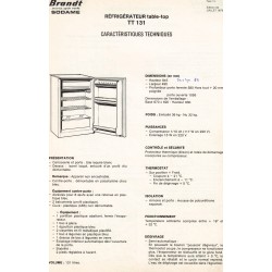 fiche technique TT 131 Brandt