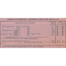 tarif poêles 1931