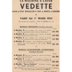 tarif vedette 1952