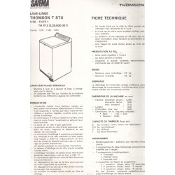 fiche technique  T 870