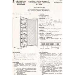 fiche technique CV 301 Brandt