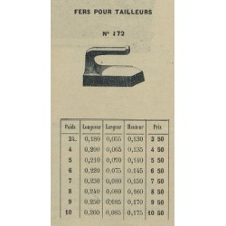 Fers pour tailleurs N°172