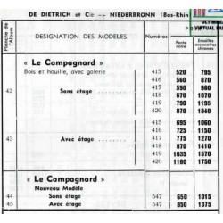 tarif le campagnard 1939