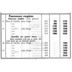 tarif fourneaux vosgiens 1939