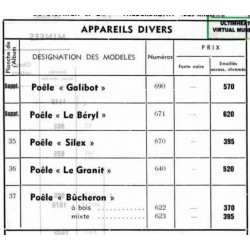 tarif poêles 1939