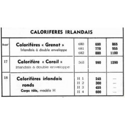 tarif calorifère irlandais 1939