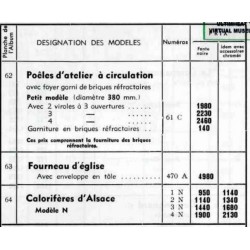 tarif calorifère industriel 1939