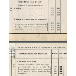 tarif calorifères le corail 1934