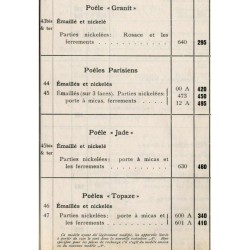 tarif poêles parisien 1934