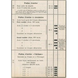 tarif poêles d'atelier 1934