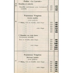 tarif poêles et fourneaux 1934