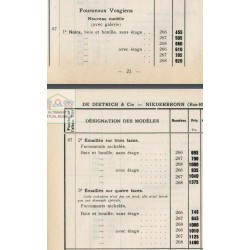 tarif fourneaux Vogiens 1934