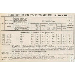 tarif cuisinières avec étuve 1934