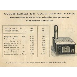 cuisinières tole et fonte  Paris  1891