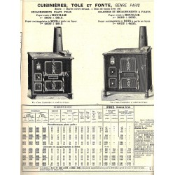 Cuisinières tole et fonte Paris  1909