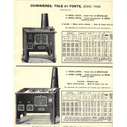 Cuisinières tole et fonte Paris 1929