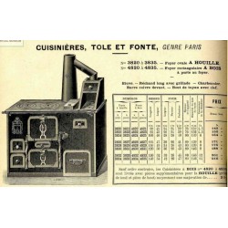 Cuisinières tole et fonte Paris 1910