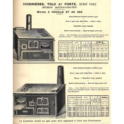 Cuisinières tole et fonte Paris 1909