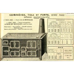 Cuisinières tole et fonte Paris 1910