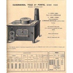 Cuisinières tole et fonte Paris 1906