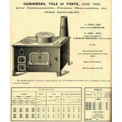 Cuisinières tole et fonte paris 1910