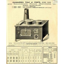 Cuisinières tole et fonte Paris 1910