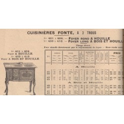 Cousinières fonte 2 trous 1909