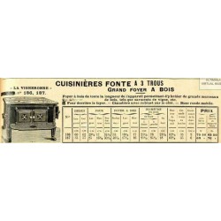 Cuisinières fonte à 3 trous 1910