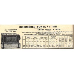Cuisinières fonte à 3 trous  1909