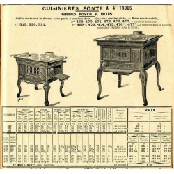 Cuisinières fonte à 4 trous 1910