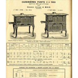Cuisinières fonte à 4 trous  1910