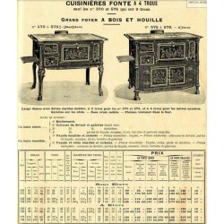 Cuisinières fonte à 4 trous  1910