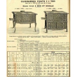 Cuisinières fonte à 4 trous  1910