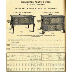 Cuisinières fonte à 4 trous 1910