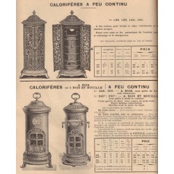 Calorifères à feu continu à houille 1909  1910