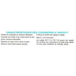 caractéristique des cuisinières mazout