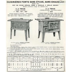Cuisinières Fonte lilloise à 2 trous 1934
